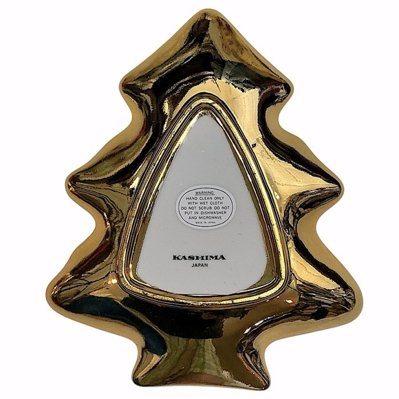 Vintage Kashima of Japan Gold Porcelain Dishes Gold Tree Star Shaped Dishes 2 PC - Picture 2 of 16